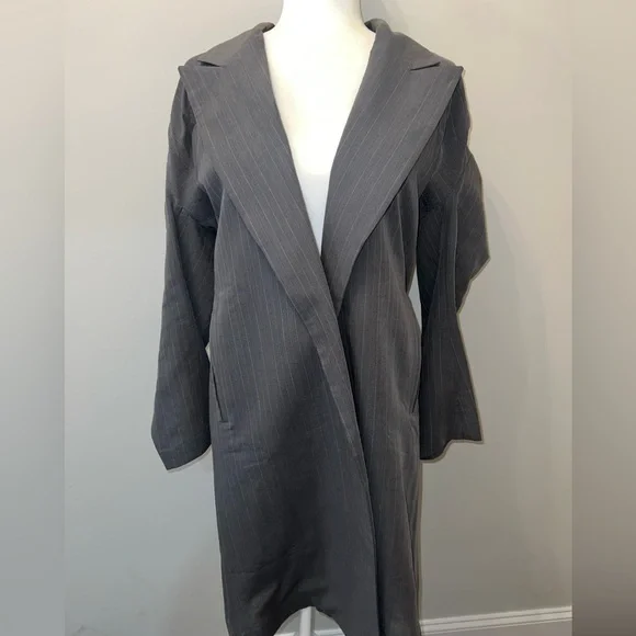 Vintage 90s Yohji Yamamoto Grey pinstriped Blazer Coat ASO Carolyn Bessette CBK - Picture 2 of 12